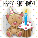 Alles Gute zum Geburtstag - Teddy mit Muffig.